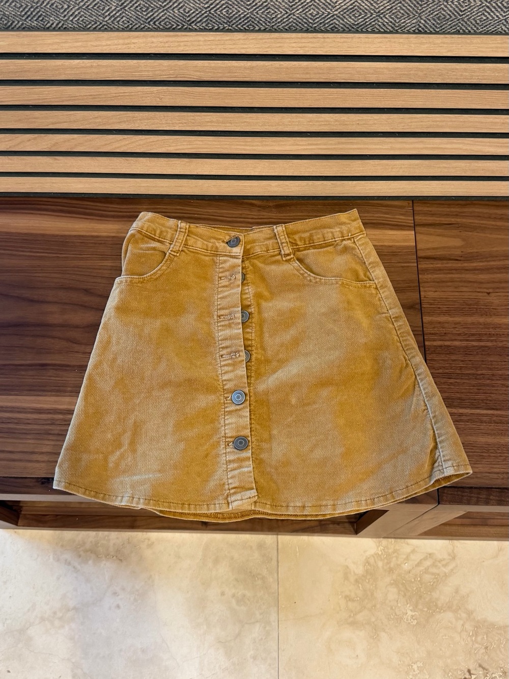 Brandy Melville Mustard Button-Front A-Line Skirt